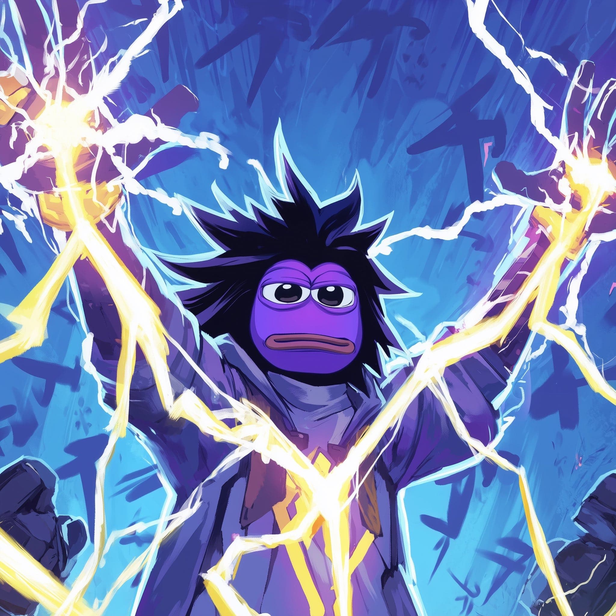 Gmonad channeling lightning energy into the night sky